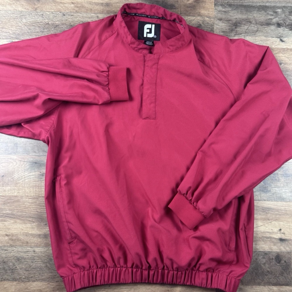 FootJoy Pullover Mens Red M 1/4 Zip Pullover Polyester Embroidered Golf Jacket